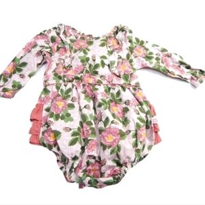 Ruffle Butts Pink Floral Bubble Romper